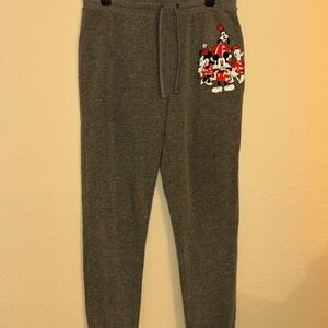 Mickey Mouse Graphic Jogger Pants Women Size M Grey Color Winter Holiday Theme